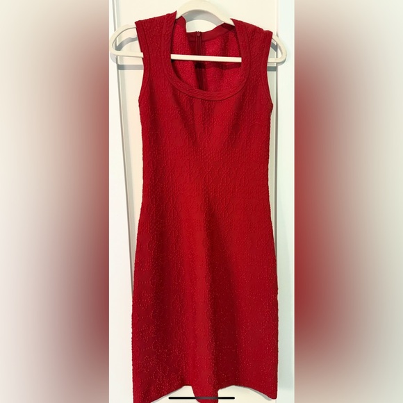 ALAIA Red Textured MIDI Scoop Neck Sleeveless A Line Dress Size 40 US 6 | 8 - Picture 5 of 16